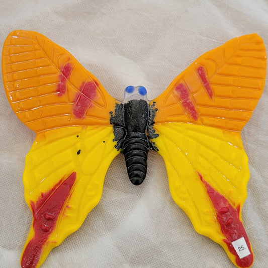 Glass Garden Butterfly - Yellow/Orange