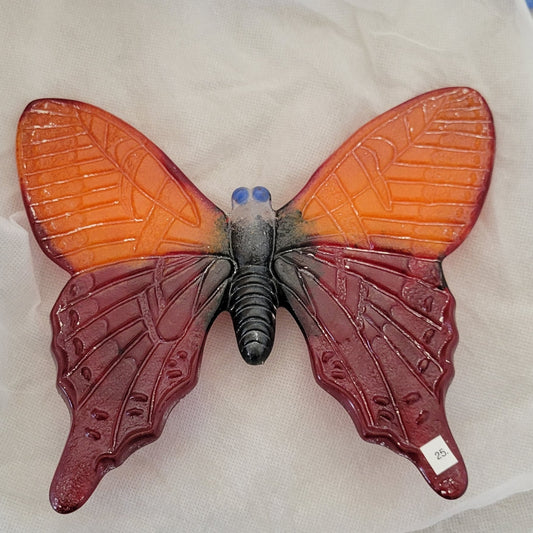 Glass Garden Butterfly - Red/Orange