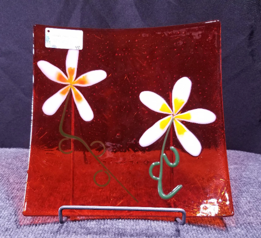 10" Fused Glass Daisy Plate